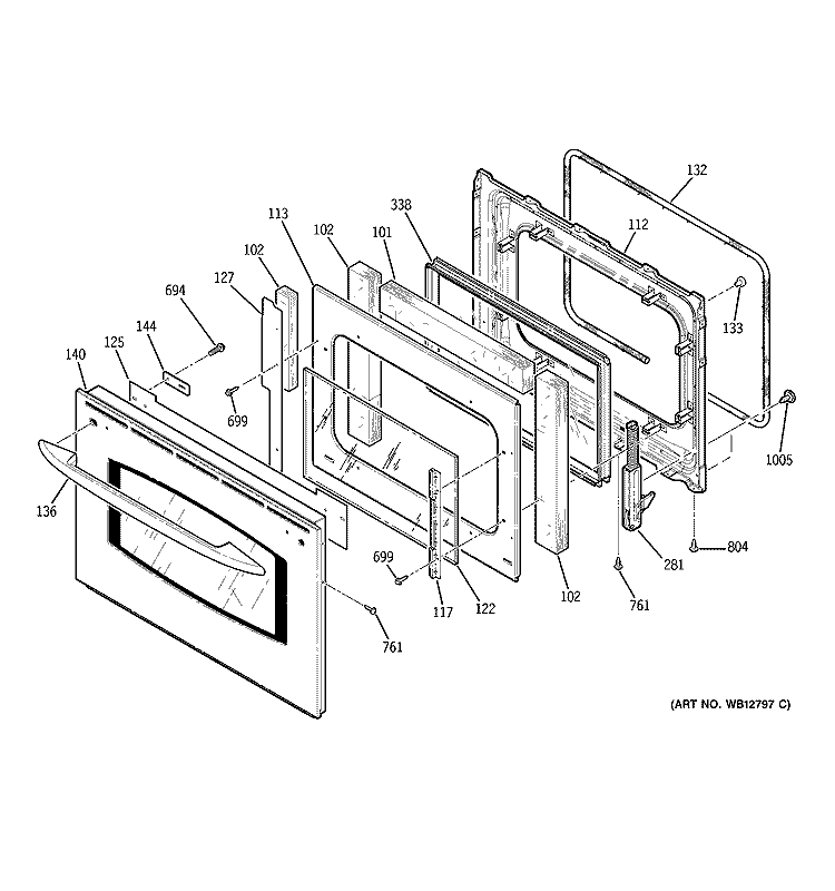 DOOR Diagram and Parts List for JD968SF6SS  General Electric Range