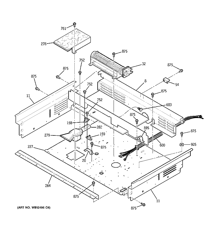 COOLING FAN Diagram and Parts List for JD968SF6SS  General Electric Range