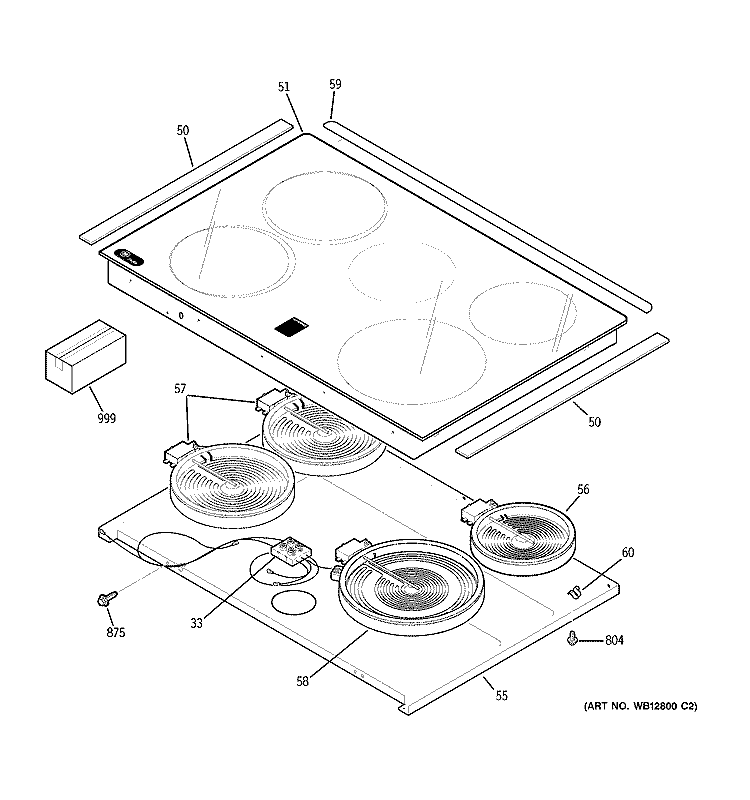 COOKTOP Diagram and Parts List for JDP47CF6CC  General Electric Range