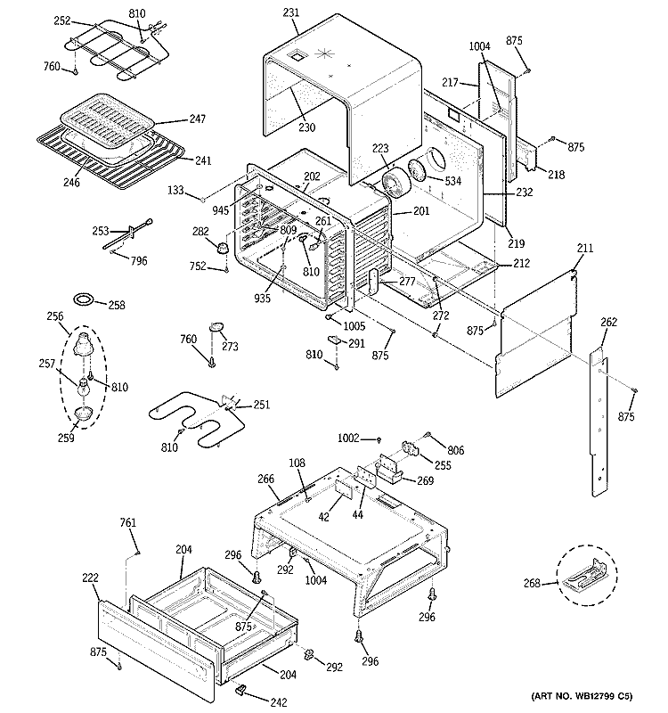 BODY PARTS Diagram and Parts List for JSP47CF6CC  General Electric Range