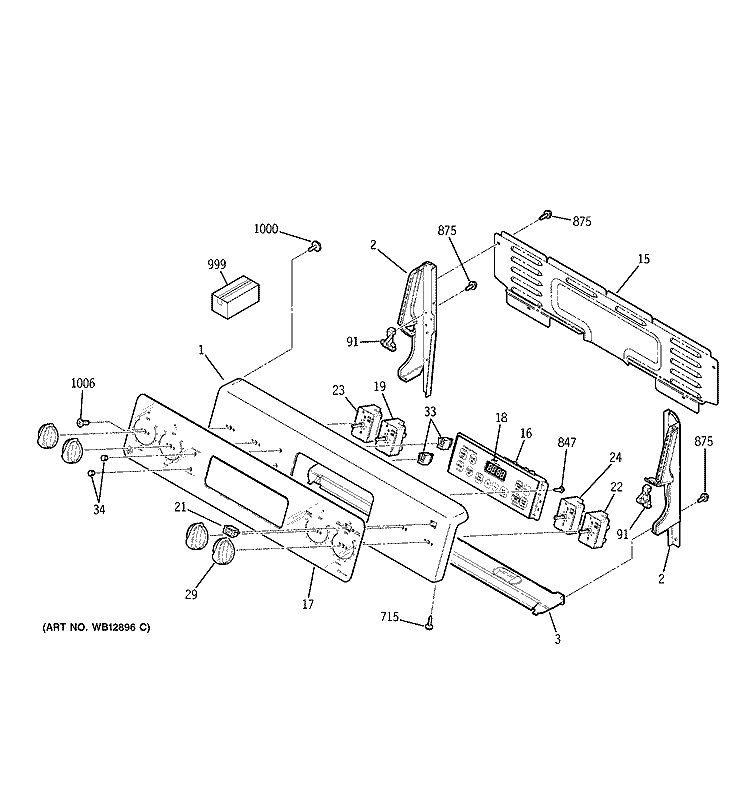 CONTROL PANEL Diagram and Parts List for EER3001H02SS  General Electric Range