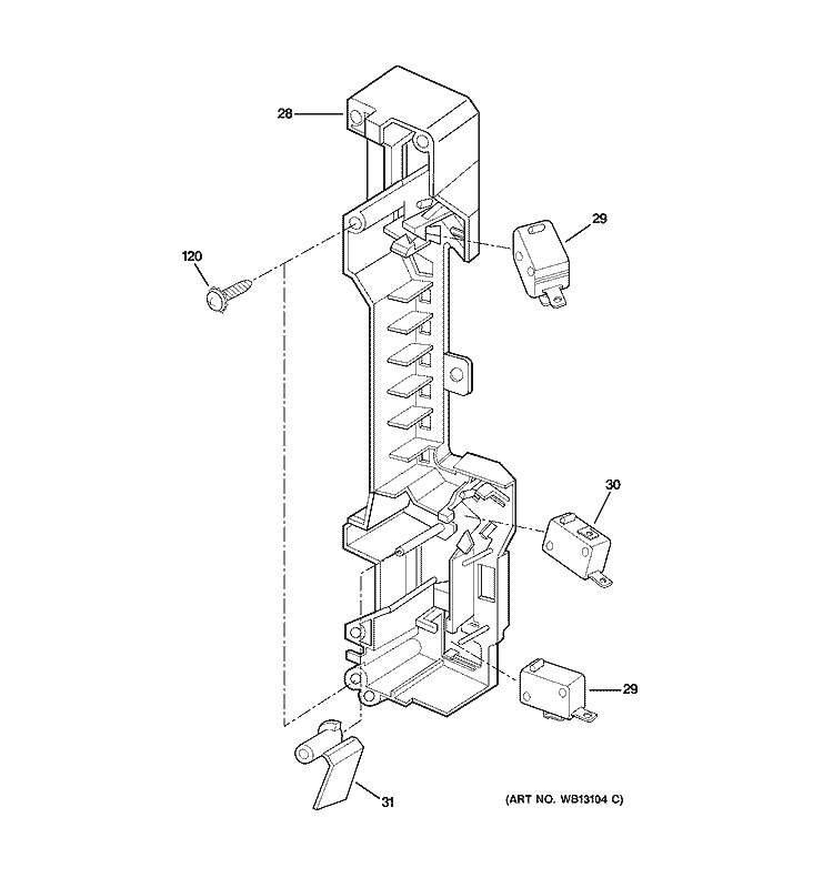LATCH BOARD PARTS Diagram and Parts List for JVM1630WJ01  General Electric Microwave