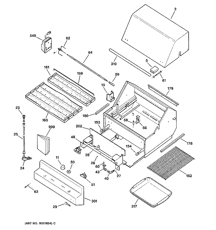 GAS RANGE Diagram and Parts List for ZGG24L20BSS  General Electric Grill