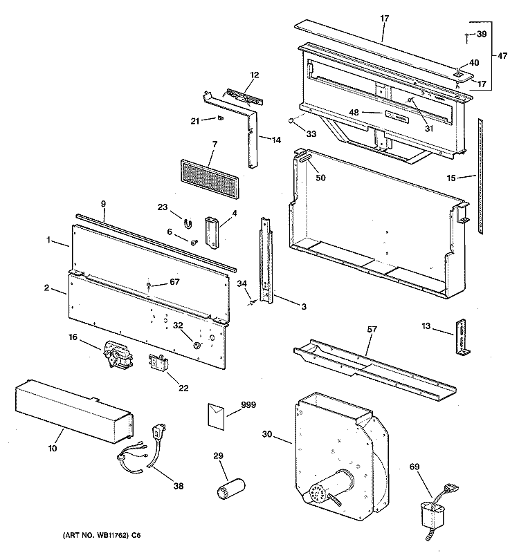 HOOD PARTS Diagram and Parts List for JVB36WWW  General Electric Range Hood