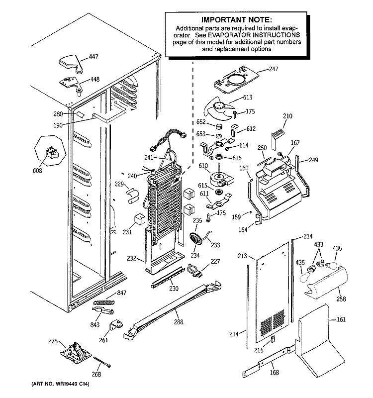 FREEZER SECTION Diagram and Parts List for GCK23LASAFCC  General Electric Refrigerator