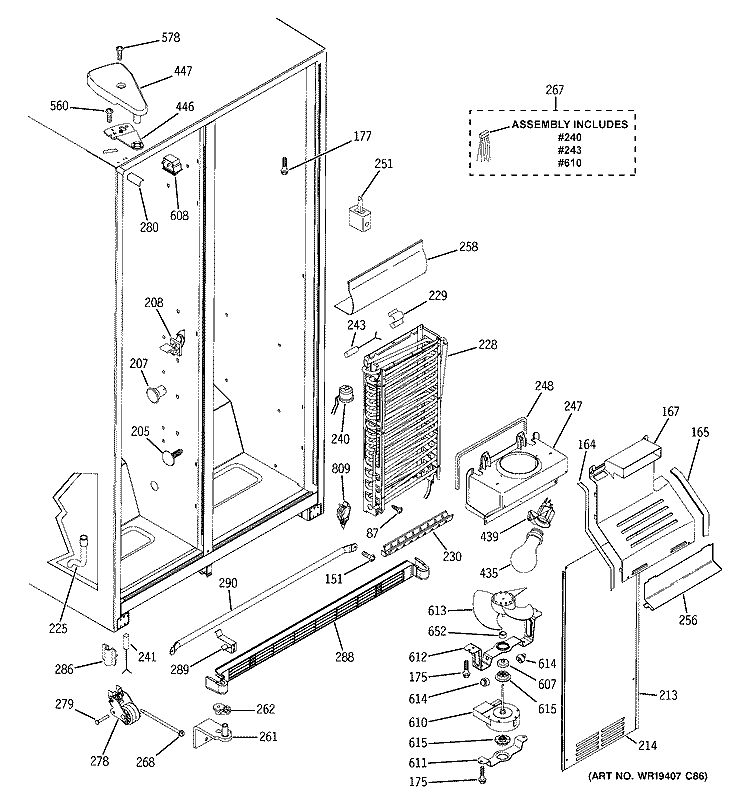 FREEZER SECTION Diagram and Parts List for GSS22JERFBB  General Electric Refrigerator