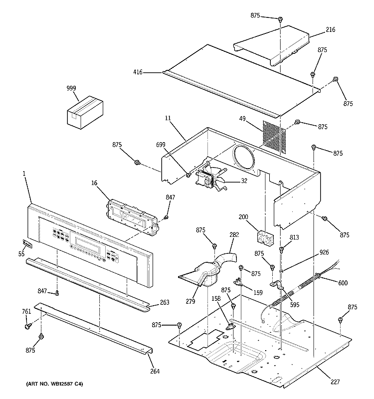 CONTROL PANEL Diagram and Parts List for ZEK938BF4BB  General Electric Wall Oven