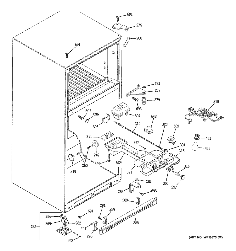 FRESH FOOD SECTION Diagram and Parts List for DTS18ZBRFRWW  General Electric Refrigerator