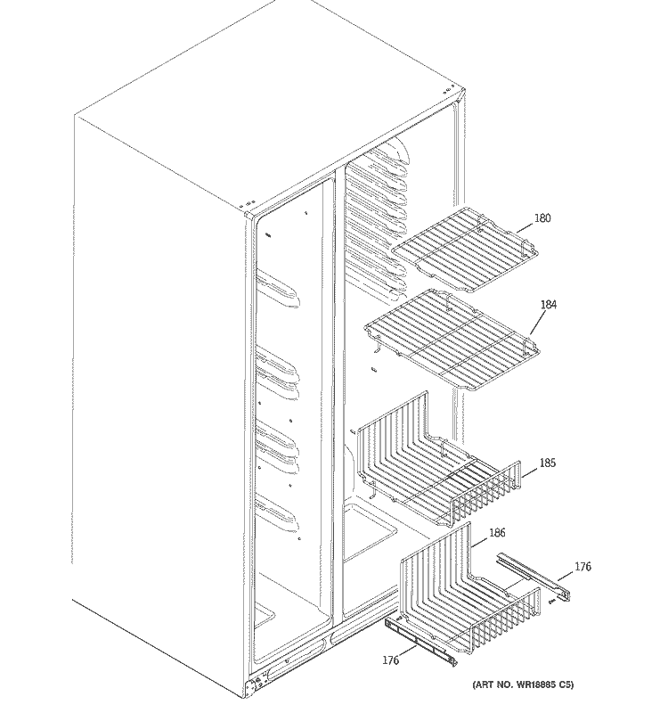 FREEZER SHELVES Diagram and Parts List for ESS25SGSASS  General Electric Refrigerator