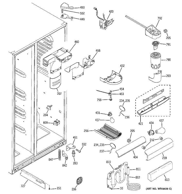 FRESH FOOD SECTION Diagram and Parts List for ESS25SGSASS  General Electric Refrigerator