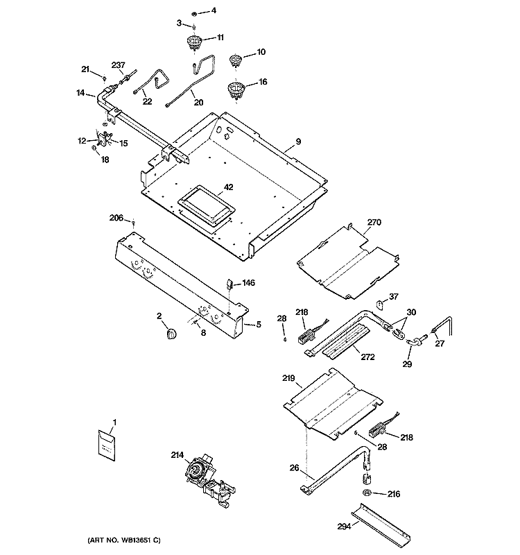 GAS & BURNER PARTS Diagram and Parts List for JGBP35BEJ2BB  General Electric Range
