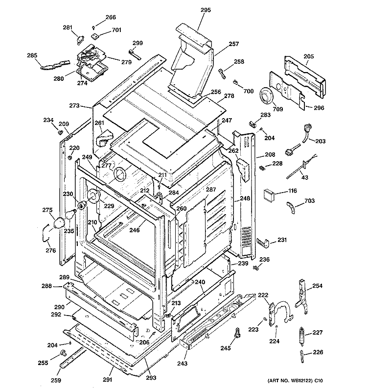 BODY PARTS Diagram and Parts List for JGBP35GXH2WW  General Electric Range