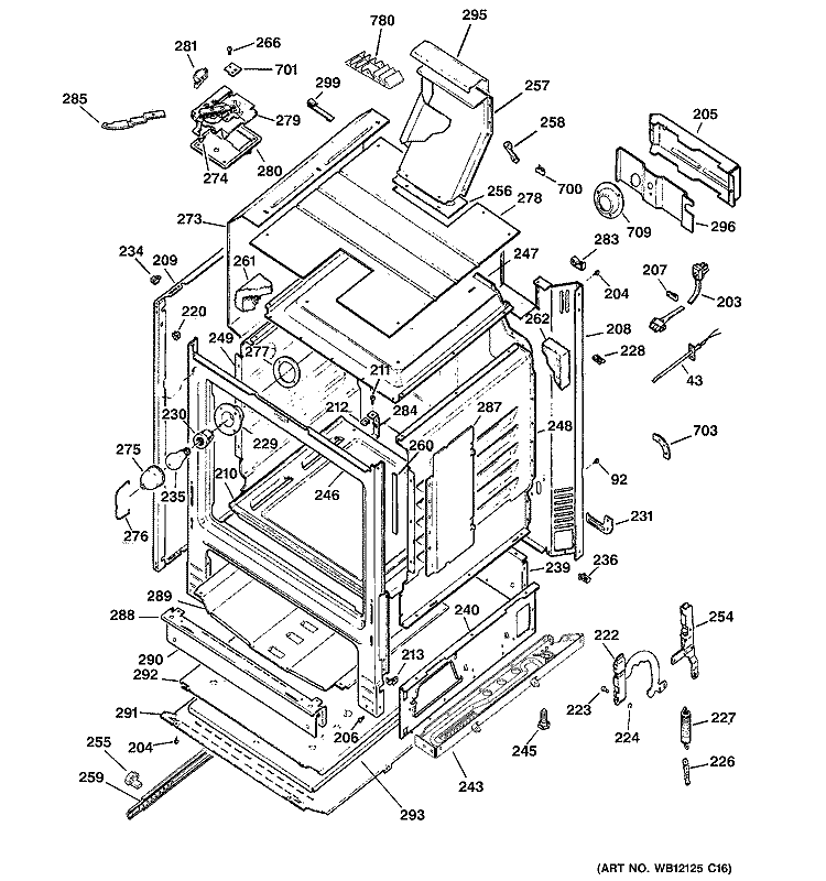 BODY PARTS Diagram and Parts List for JGBP36SEJ2SS  General Electric Range