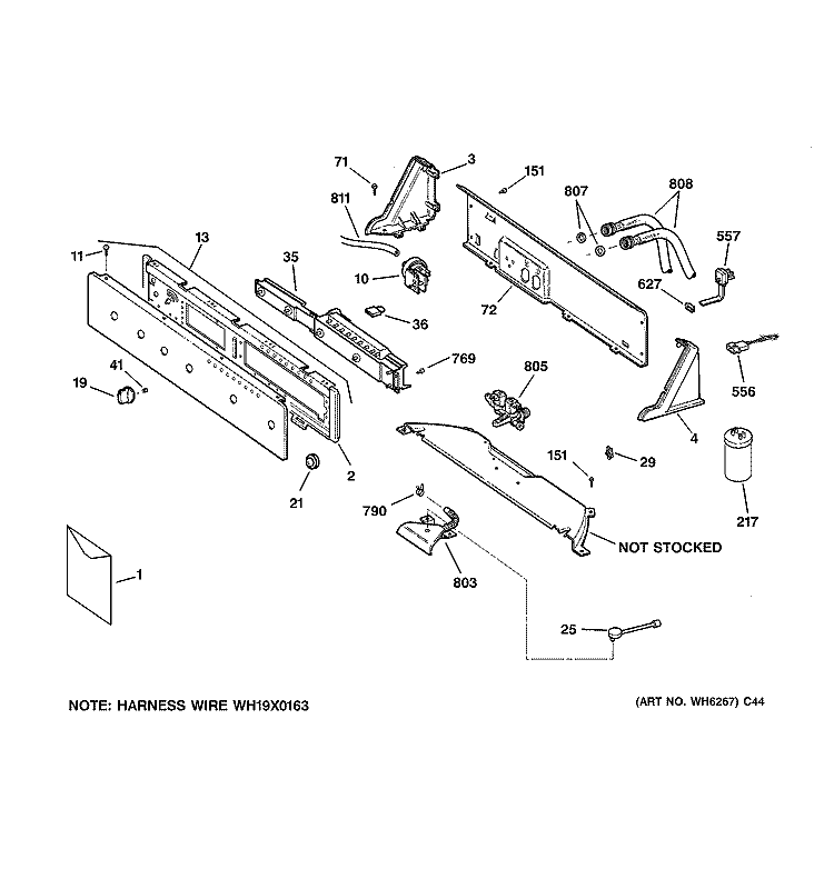 CONTROLS & BACKSPLASH Diagram and Parts List for WHDRE526E1WW  General Electric Washer