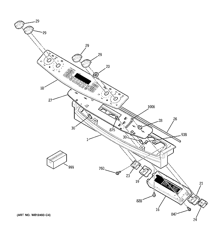 CONTROL PANEL Diagram and Parts List for JD968BK1BB  General Electric Range