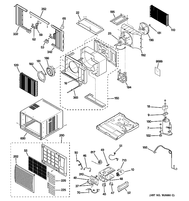 ROOM AIR CONDITIONER Diagram and Parts List for AGV18DFG1  General Electric Air Conditioner