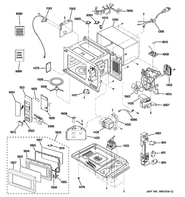 MICROWAVE Diagram and Parts List for JES1351WB05  General Electric Microwave