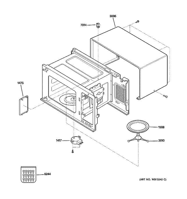OVEN CAVITY PARTS Diagram and Parts List for JES1451BJ02  General Electric Microwave