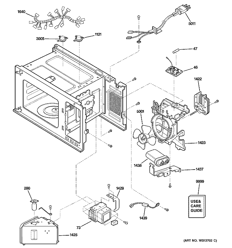 INTERIOR PARTS Diagram and Parts List for JES1451BJ02  General Electric Microwave