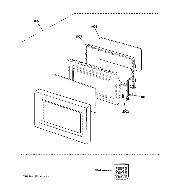 DOOR PARTS Diagram and Parts List for JES1651SJ02  General Electric Microwave
