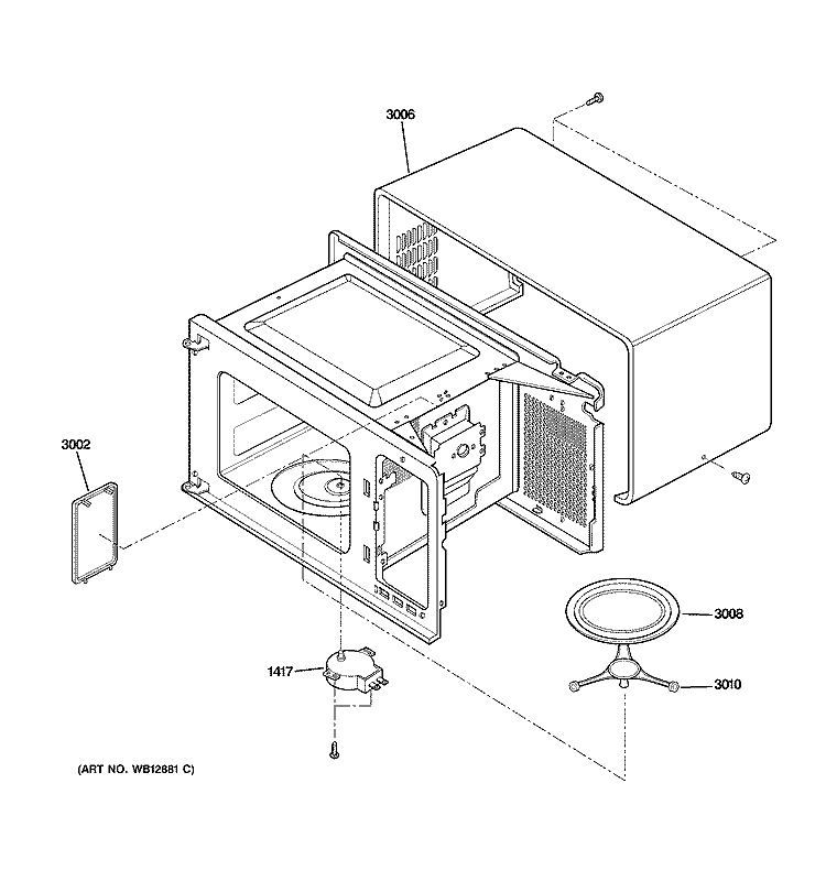 OVEN CAVITY PARTS Diagram and Parts List for JES1656SJ02  General Electric Microwave