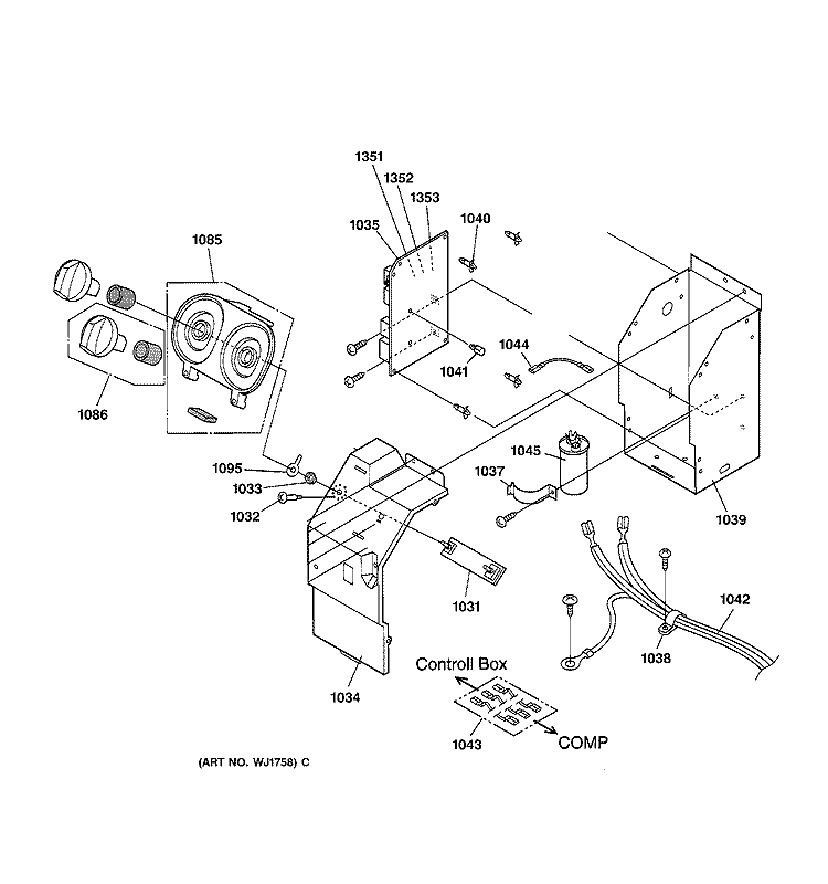 CONTROL PARTS Diagram and Parts List for AJES06LSM1  General Electric Air Conditioner