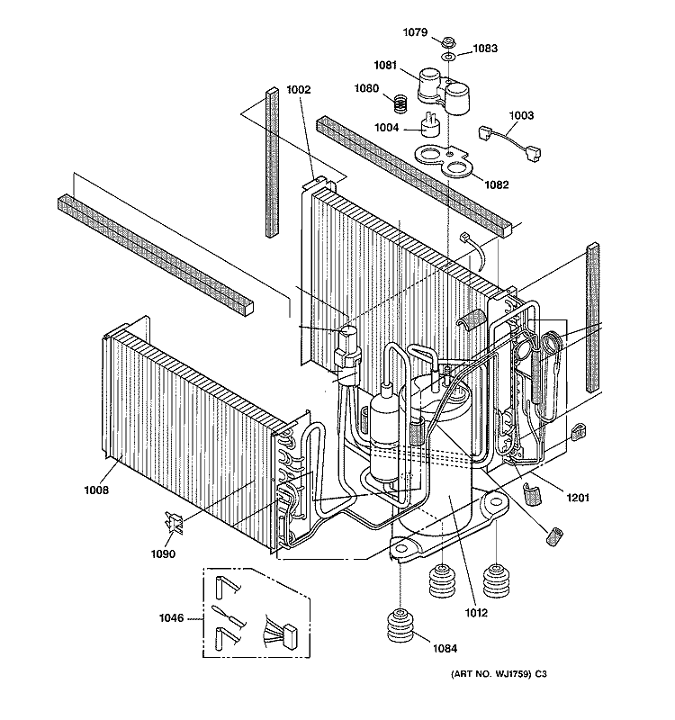 REFRIGERANT ASSEMBLY Diagram and Parts List for AJES06LSM1  General Electric Air Conditioner
