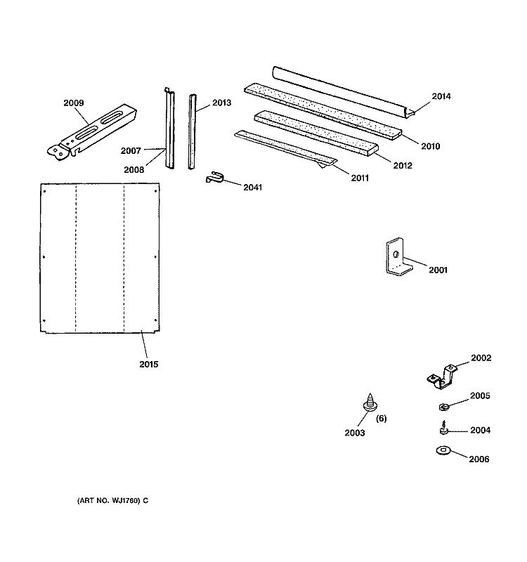 CLOSURE PARTS Diagram and Parts List for AJES06LSM1  General Electric Air Conditioner