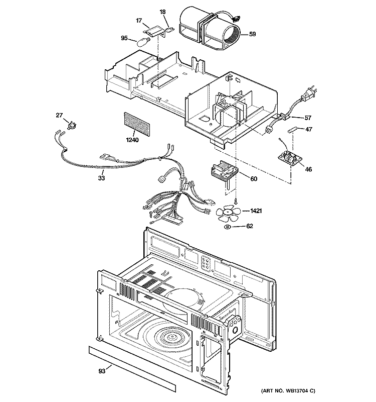 INTERIOR PARTS 2 Diagram and Parts List for JVM1631WJ03  General Electric Microwave