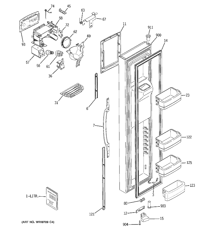 FREEZER DOOR Diagram and Parts List for GCG23MISBFBB  General Electric Refrigerator