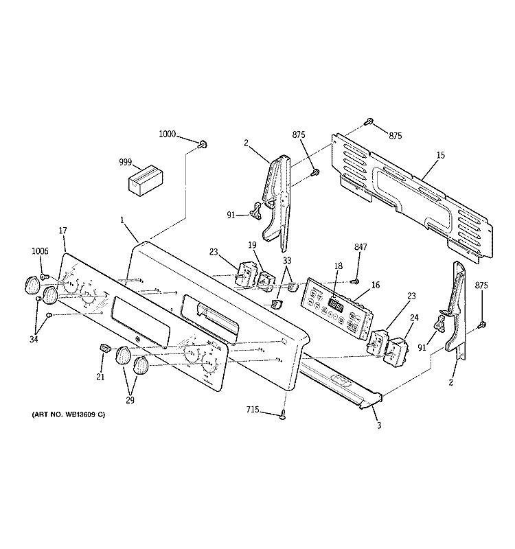 CONTROL PANEL Diagram and Parts List for JBP68MK1BS  General Electric Range
