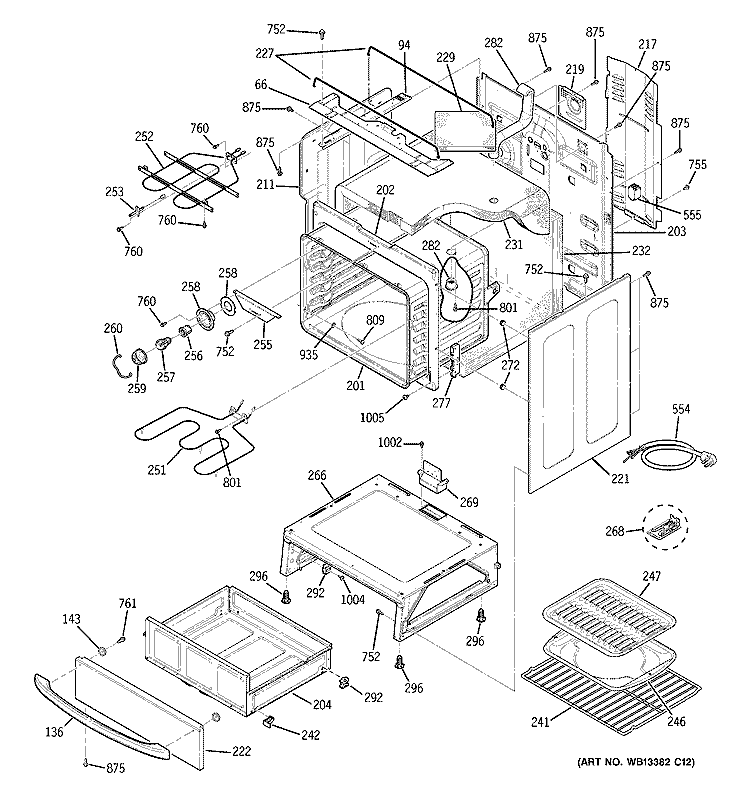 BODY PARTS Diagram and Parts List for JCBP64SJ3SS  General Electric Range