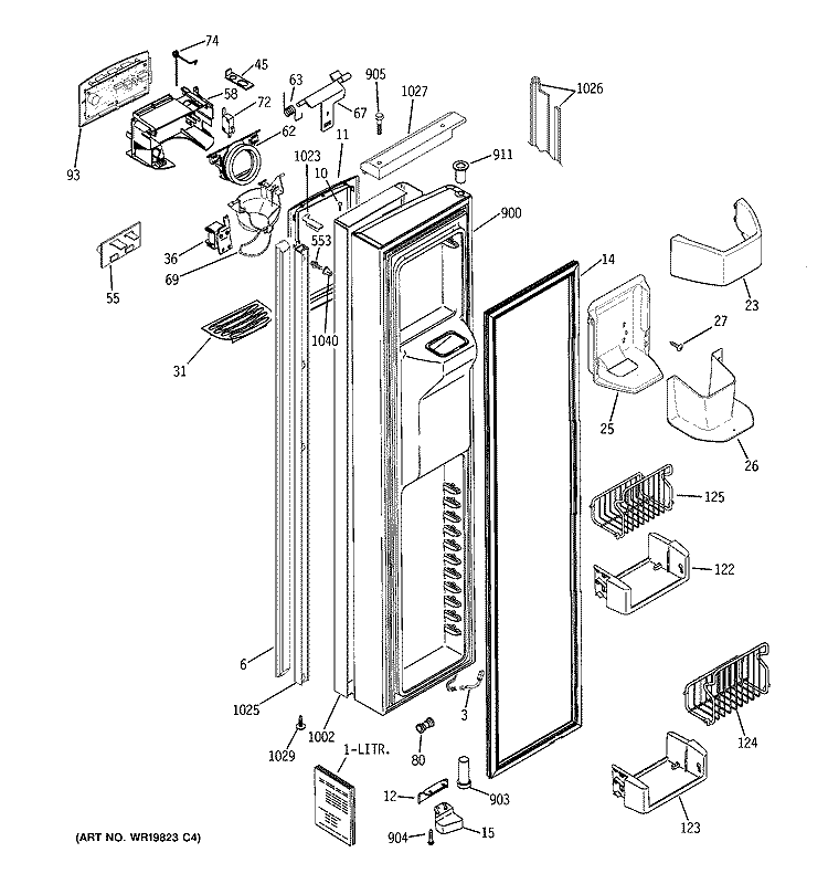 FREEZER DOOR Diagram and Parts List for PSH23PSSCSV  General Electric Refrigerator