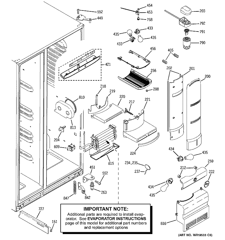 FRESH FOOD SECTION Diagram and Parts List for PSH25MSSBSV  General Electric Refrigerator