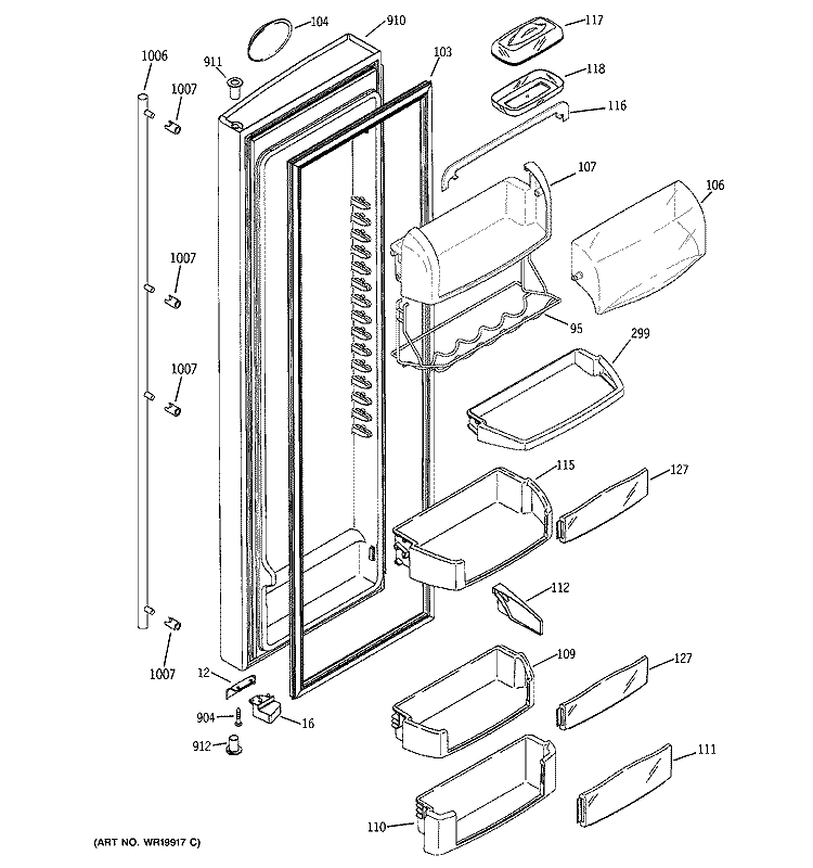 FRESH FOOD DOOR Diagram and Parts List for ZCG23SGSCSS  General Electric Refrigerator