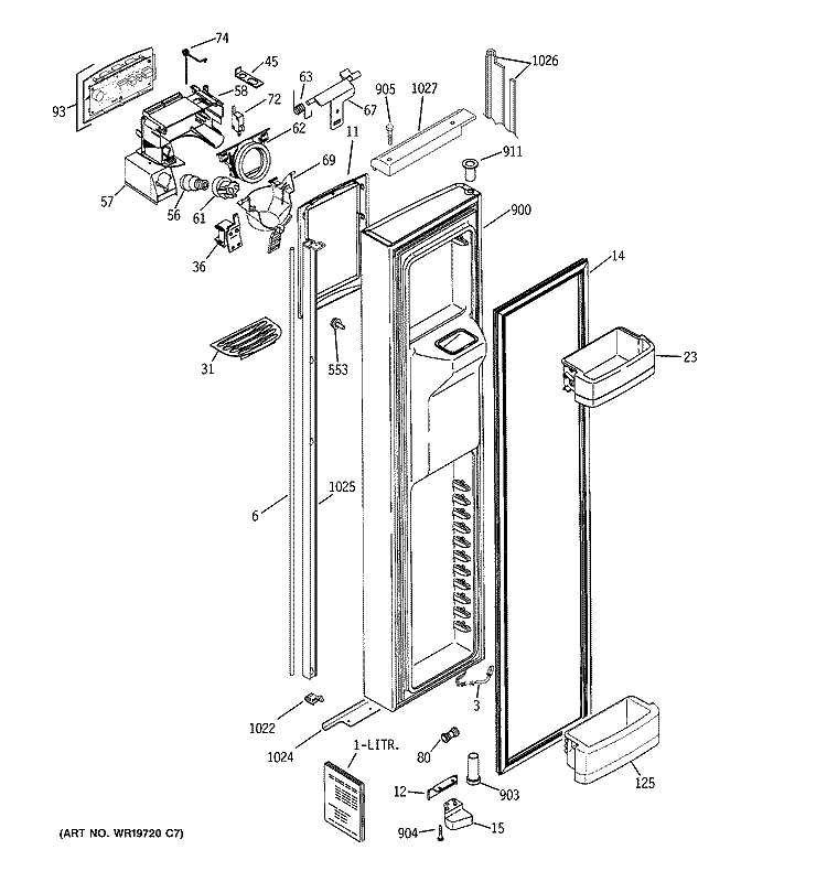 FREEZER DOOR Diagram and Parts List for GIG21YESBFKB  General Electric Refrigerator