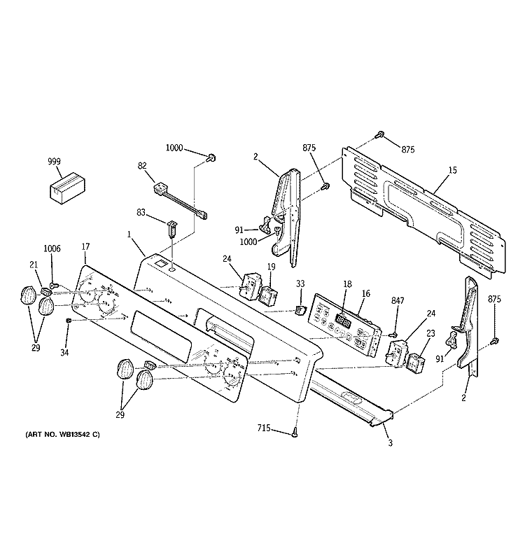 CONTROL PANEL Diagram and Parts List for JCBP78SJ3SS  General Electric Range