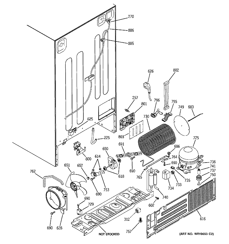 SEALED SYSTEM & MOTHER BOARD Diagram and Parts List for PCG23SHSBFSS  General Electric Refrigerator