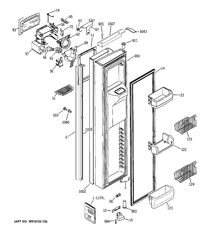 FREEZER DOOR Diagram and Parts List for PIG23SGSBFSV  General Electric Refrigerator