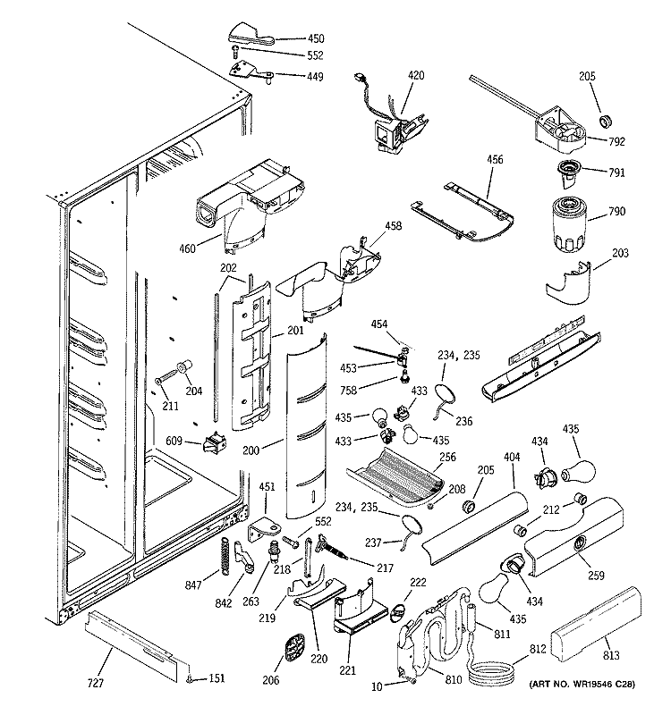 FRESH FOOD SECTION Diagram and Parts List for PIG23SGSBFSV  General Electric Refrigerator