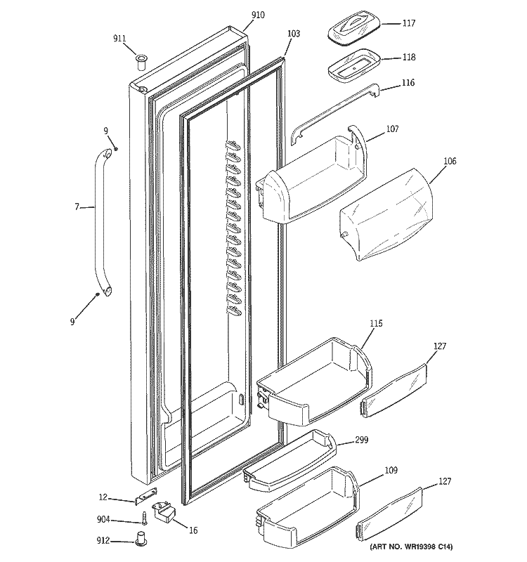 FRESH FOOD DOOR Diagram and Parts List for GCG21SISBFSS  General Electric Refrigerator