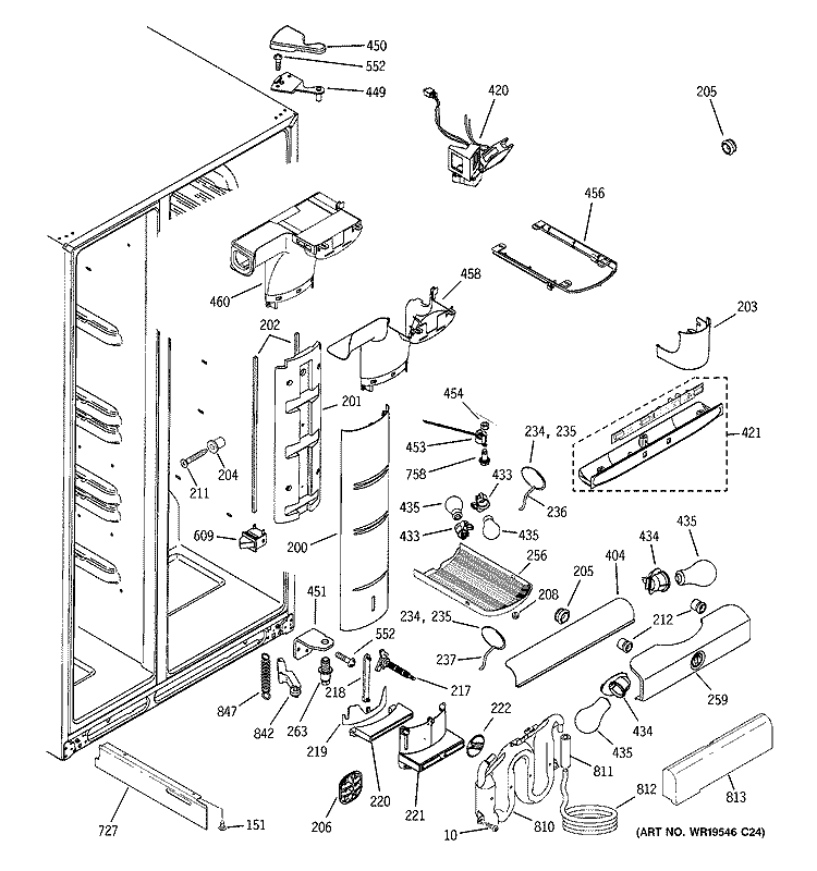 FRESH FOOD SECTION Diagram and Parts List for GCG21SISBFSS  General Electric Refrigerator
