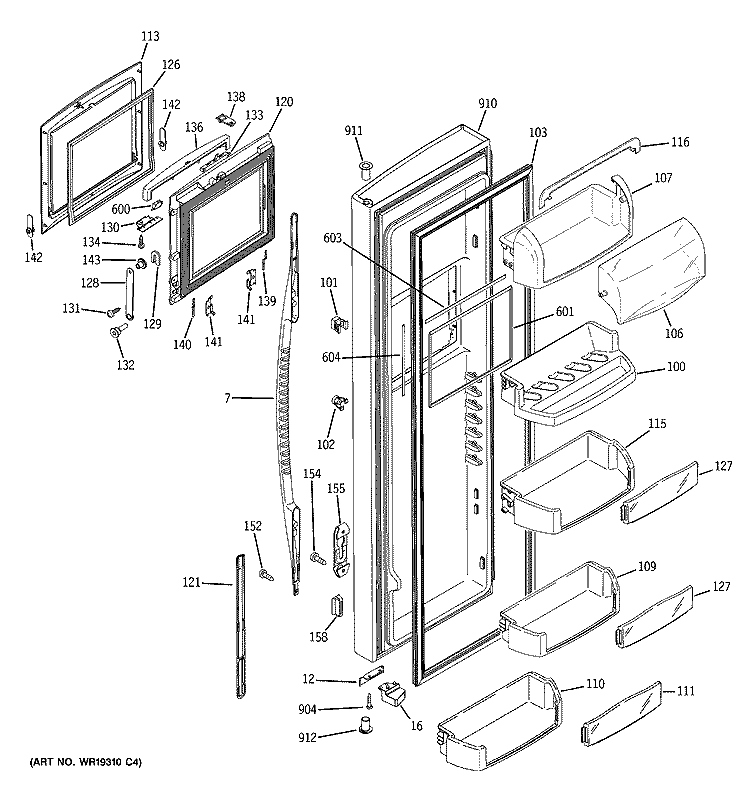 FRESH FOOD DOOR Diagram and Parts List for GCG23YHSBFBB  General Electric Refrigerator