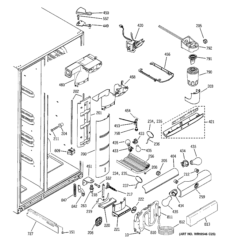 FRESH FOOD SECTION Diagram and Parts List for PCG23SGSBFSS  General Electric Refrigerator