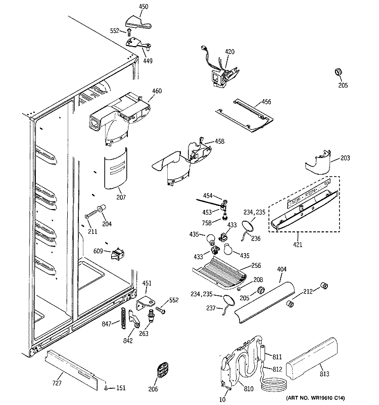 FRESH FOOD SECTION Diagram and Parts List for GCG21ZESBFBB  General Electric Refrigerator
