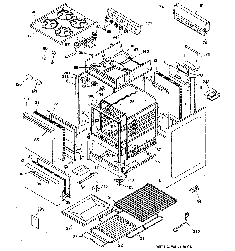 RANGE PARTS Diagram and Parts List for RGA524EW4  Hotpoint Range