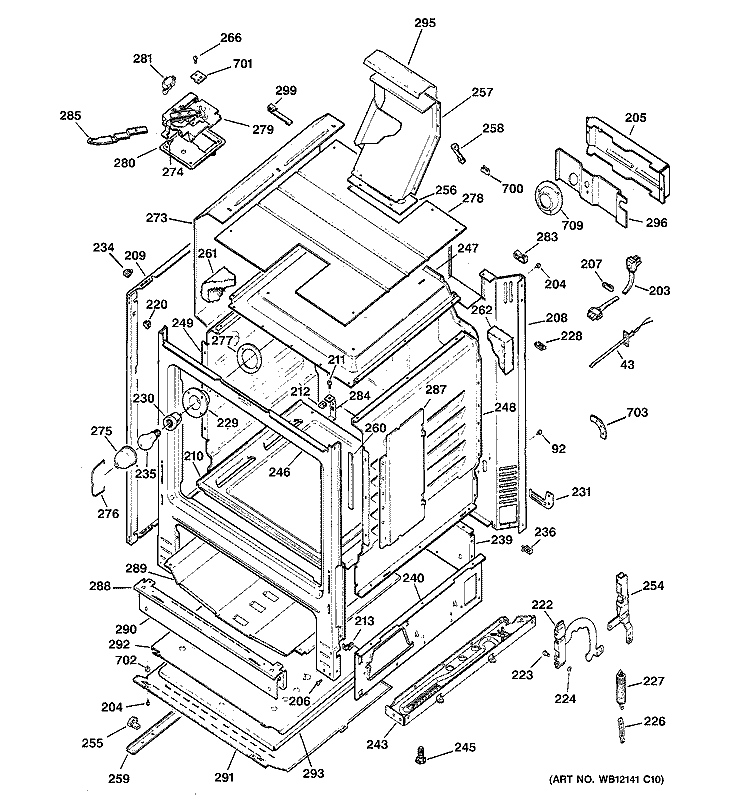 BODY PARTS Diagram and Parts List for RGB740BEH6WH  Hotpoint Range