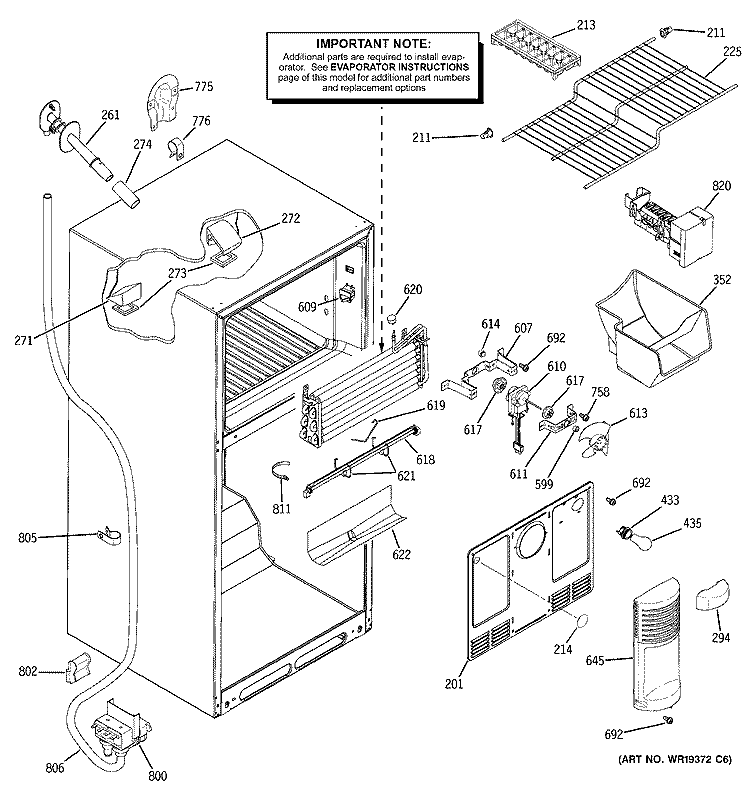 FREEZER SECTION Diagram and Parts List for GTS18SHPCRBS  General Electric Refrigerator