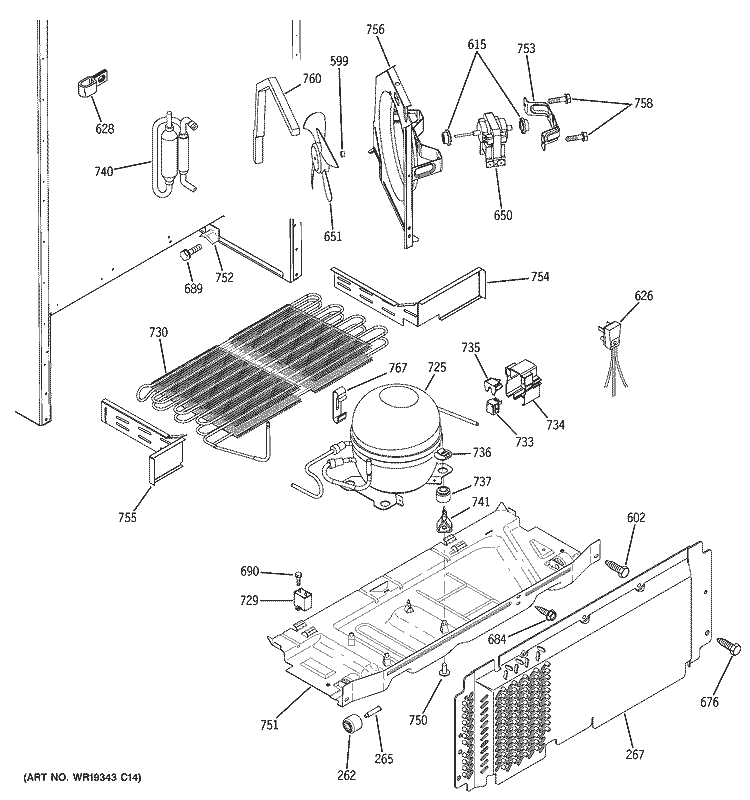 UNIT PARTS Diagram and Parts List for GTS18SHPCRBS  General Electric Refrigerator