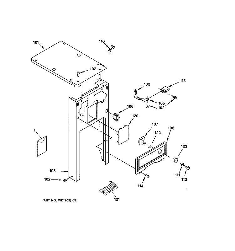 CABINET & CONTROL PARTS Diagram and Parts List for GCG1540F1SS  General Electric Trash Compactor